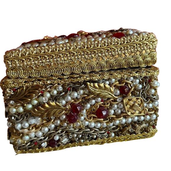 Beaded Jewelry Box One of a Kind Retro Glam Maximalism - Picture 4 of 8